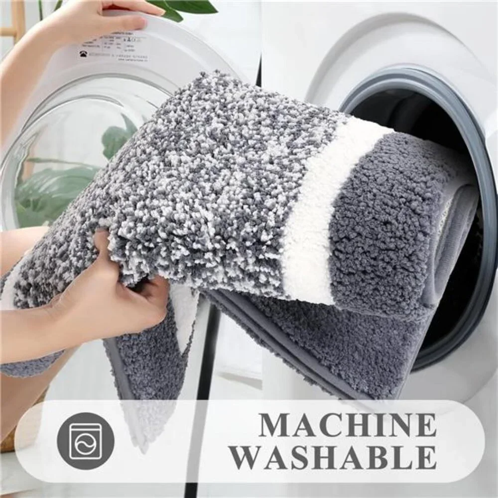 3pcs Bathroom Rugs Set with U-Shaped Mat, Non Slip, Quick Drying,